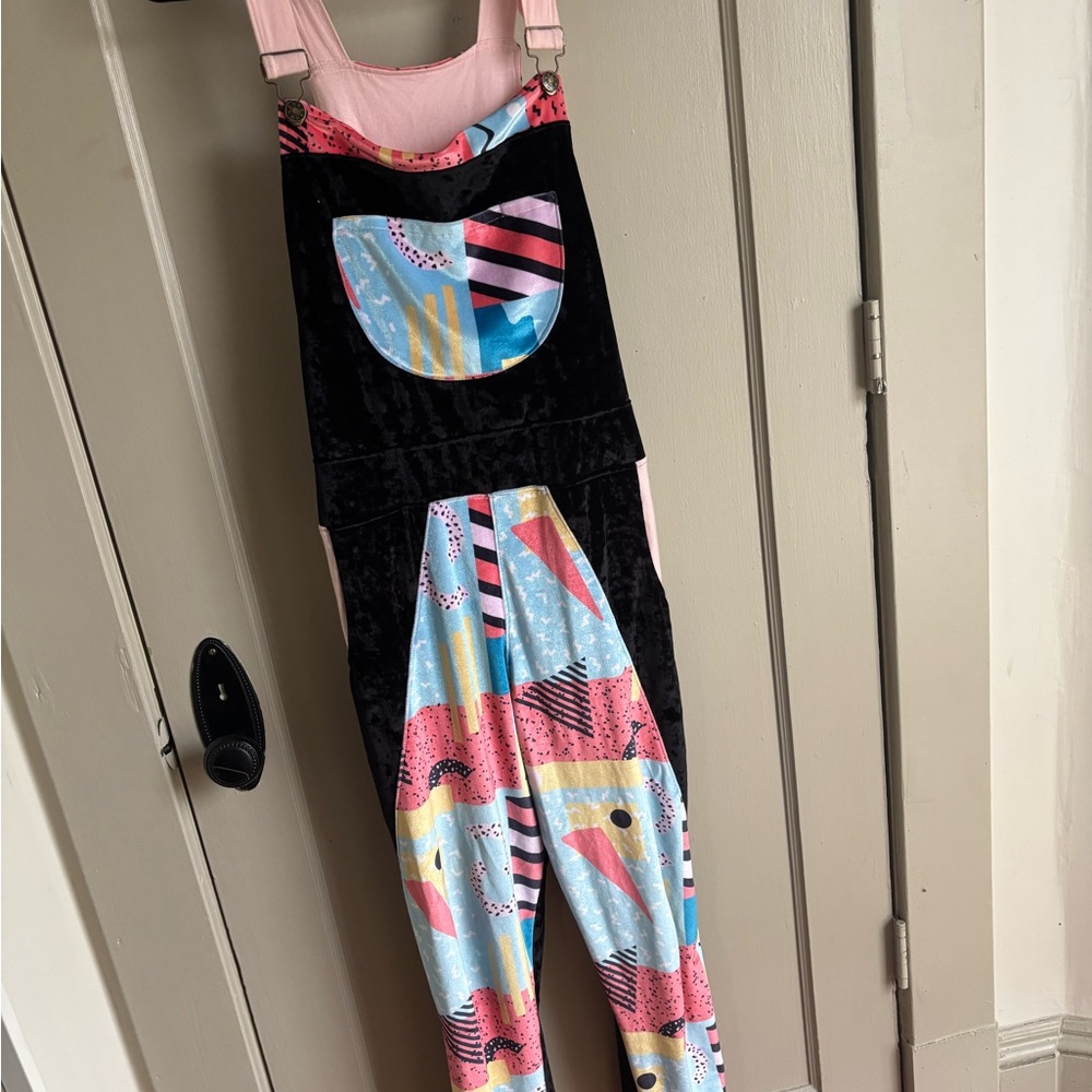 Colorful Geometric Print Overalls